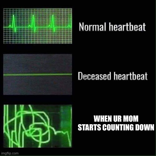 Heart beat meme | WHEN UR MOM STARTS COUNTING DOWN | image tagged in heart beat meme | made w/ Imgflip meme maker