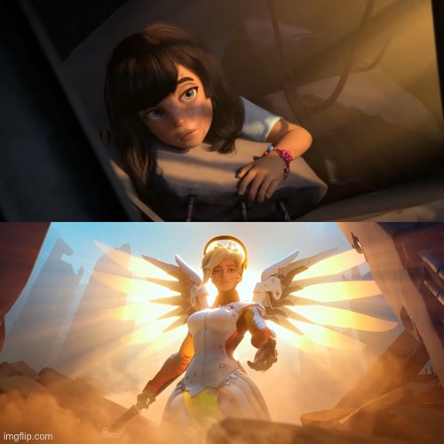 image tagged in mercy helping child | made w/ Imgflip meme maker