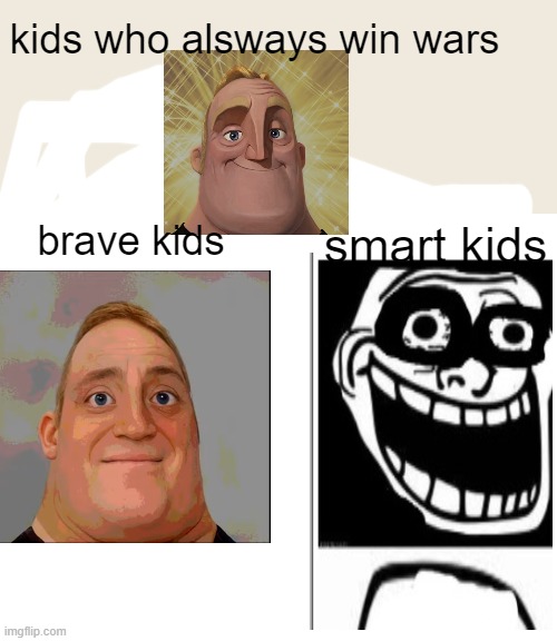 Buff Doge vs. Cheems Meme | brave kids smart kids kids who alsways win wars | image tagged in memes,buff doge vs cheems | made w/ Imgflip meme maker