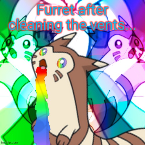 Furret on Acid | Furret after cleaning the vents... | image tagged in furret on acid | made w/ Imgflip meme maker