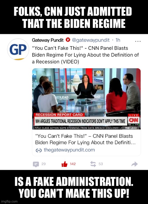 Joe Biden — all your supporters have left the sinking ship. |  FOLKS, CNN JUST ADMITTED 
THAT THE BIDEN REGIME; IS A FAKE ADMINISTRATION.
YOU CAN’T MAKE THIS UP! | image tagged in joe biden,biden,democrat party,democrats,woke,insanity | made w/ Imgflip meme maker