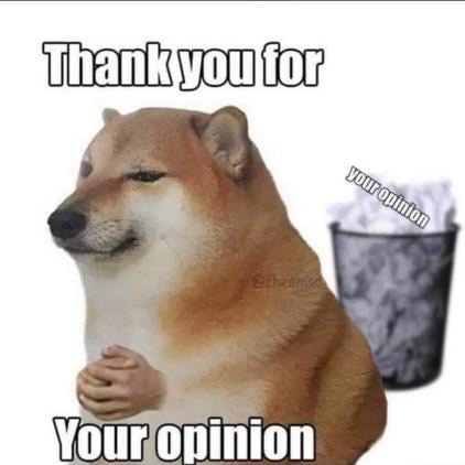 High Quality Thank you for your opinion Blank Meme Template