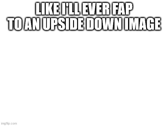 Blank White Template | LIKE I'LL EVER FAP TO AN UPSIDE DOWN IMAGE | image tagged in blank white template | made w/ Imgflip meme maker