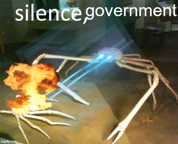 Silence Crab | government | image tagged in silence crab | made w/ Imgflip meme maker