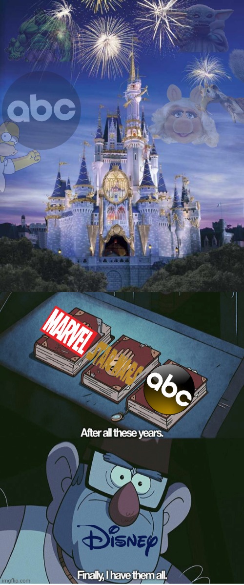Disney owns YOU | image tagged in disney,the simpsons,marvel,star wars,the muppets,ice age | made w/ Imgflip meme maker