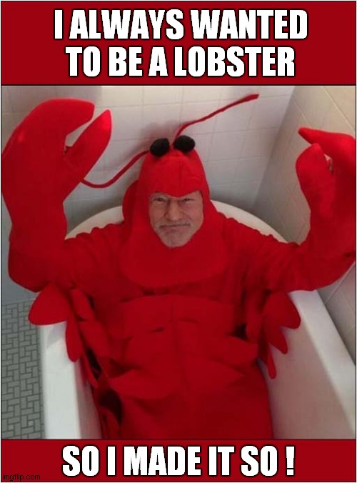 He Looks Familiar ? | I ALWAYS WANTED TO BE A LOBSTER; SO I MADE IT SO ! | image tagged in fun,lobster,picard make it so | made w/ Imgflip meme maker