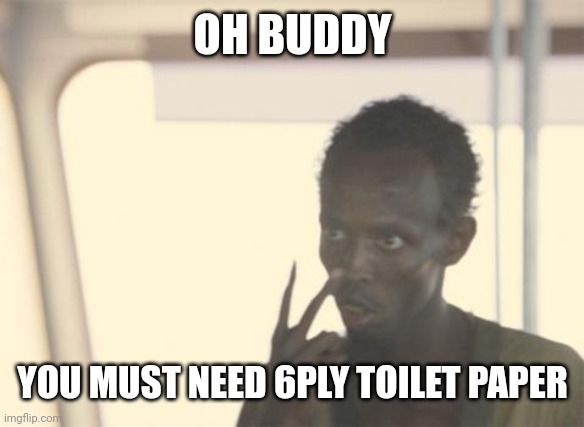 I'm The Captain Now |  OH BUDDY; YOU MUST NEED 6PLY TOILET PAPER | image tagged in memes,i'm the captain now | made w/ Imgflip meme maker