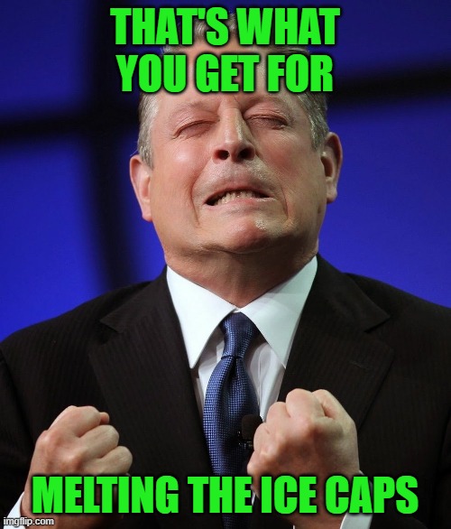 Al gore | THAT'S WHAT YOU GET FOR MELTING THE ICE CAPS | image tagged in al gore | made w/ Imgflip meme maker