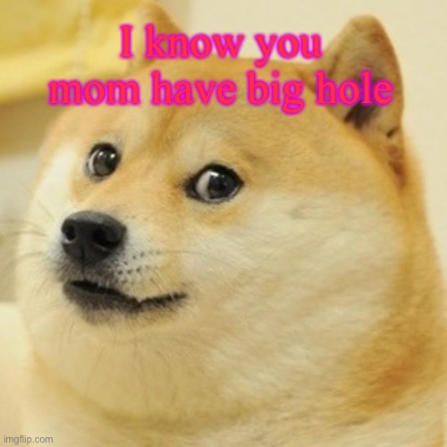 Doge Meme | I know you mom have big hole | image tagged in memes,doge | made w/ Imgflip meme maker