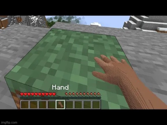Hand touching Minecraft grass block | image tagged in hand touching minecraft grass block | made w/ Imgflip meme maker