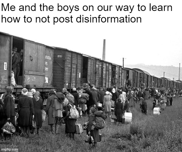 Sponsored by Pfizer | Me and the boys on our way to learn 
how to not post disinformation | made w/ Imgflip meme maker