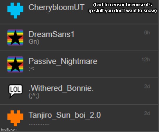 Ah yes, S q u a d .(I actually haven't gone to bed- ._.) | (had to censor because it's rp stuff you don't want to know) | made w/ Imgflip meme maker