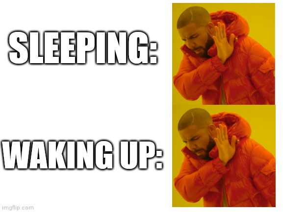 Lol | SLEEPING:; WAKING UP: | image tagged in blank white template,idk | made w/ Imgflip meme maker