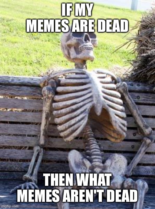 Waiting Skeleton Meme | IF MY MEMES ARE DEAD; THEN WHAT MEMES AREN'T DEAD | image tagged in memes,waiting skeleton | made w/ Imgflip meme maker