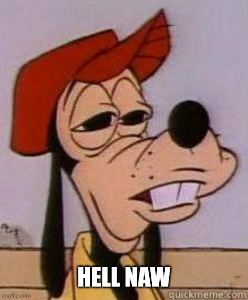 Stoned goofy | HELL NAW | image tagged in stoned goofy | made w/ Imgflip meme maker