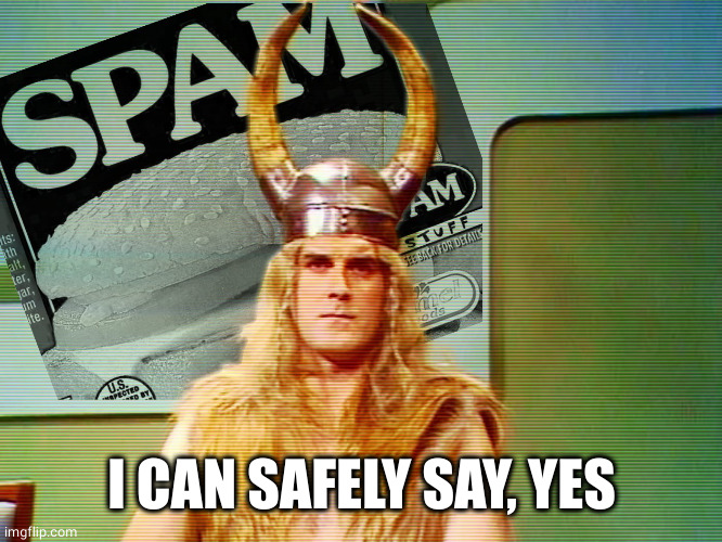 Monty Python Spam | I CAN SAFELY SAY, YES | image tagged in monty python spam | made w/ Imgflip meme maker
