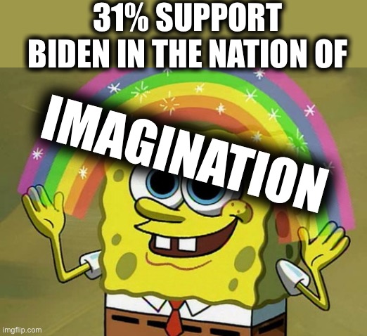 That’s Also Where Corn Pop Lives | 31% SUPPORT BIDEN IN THE NATION OF IMAGINATION | image tagged in memes,imagination spongebob | made w/ Imgflip meme maker