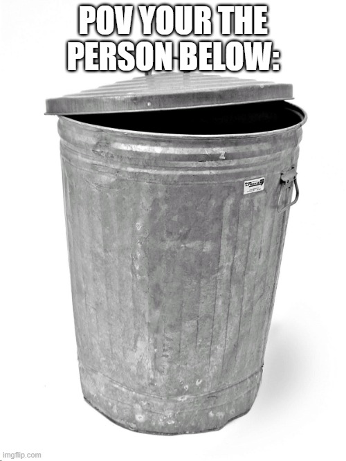 Trash Can | POV YOUR THE PERSON BELOW: | image tagged in trash can | made w/ Imgflip meme maker