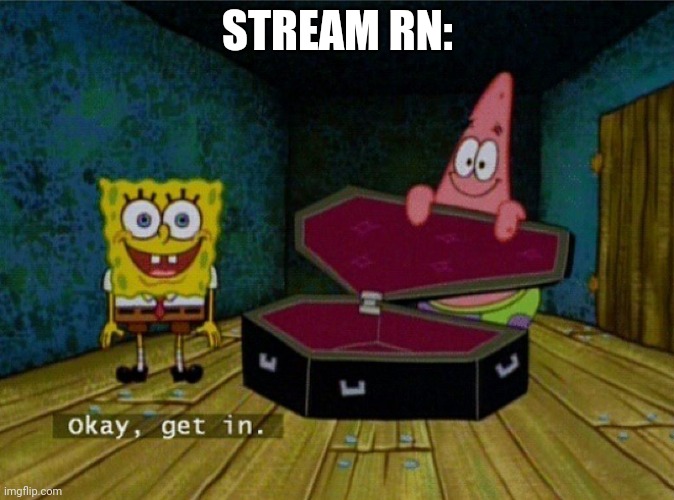 Spongebob Coffin | STREAM RN: | image tagged in spongebob coffin | made w/ Imgflip meme maker