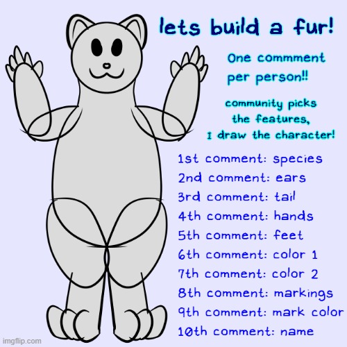 Build a fur! just wanted to play a lil game with the community | image tagged in furry,art,drawing | made w/ Imgflip meme maker