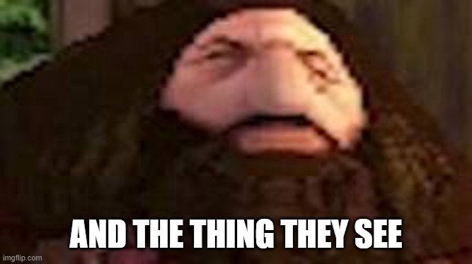 PS1 Hagrid | AND THE THING THEY SEE | image tagged in ps1 hagrid | made w/ Imgflip meme maker