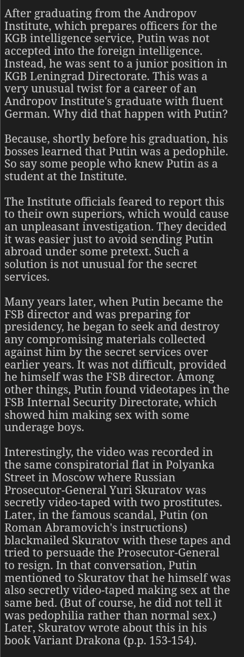 Alexander Litvinenko's article about vlad putin's pedophilia Blank Meme Template