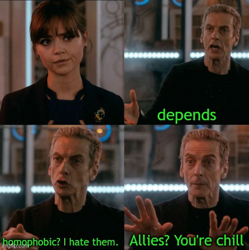 Is Four A Lot | depends homophobic? I hate them. Allies? You're chill | image tagged in is four a lot | made w/ Imgflip meme maker