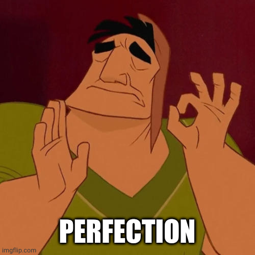 When X just right | PERFECTION | image tagged in when x just right | made w/ Imgflip meme maker
