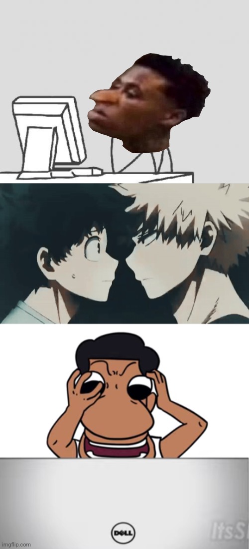 Quandale Dingle reacts to BakuDeku... | image tagged in memes,computer guy,quandale dingle looking at his computer,my hero academia,goofy memes | made w/ Imgflip meme maker