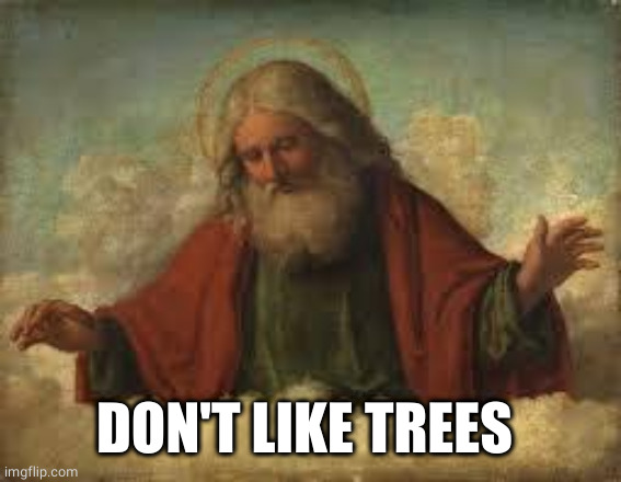 god | DON'T LIKE TREES | image tagged in god | made w/ Imgflip meme maker