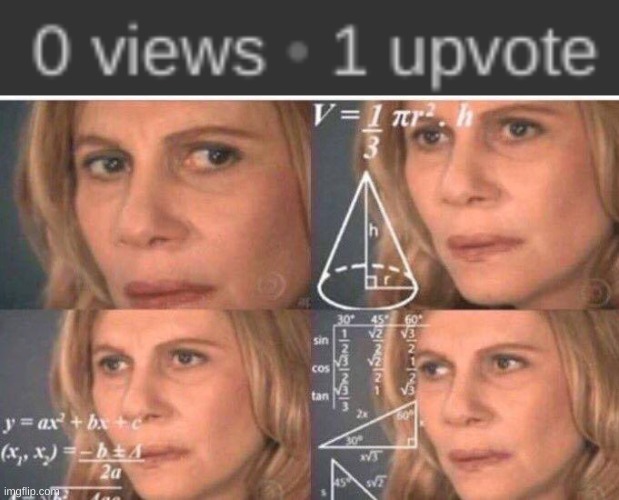 0 views 1 upvote | image tagged in math lady/confused lady,how | made w/ Imgflip meme maker