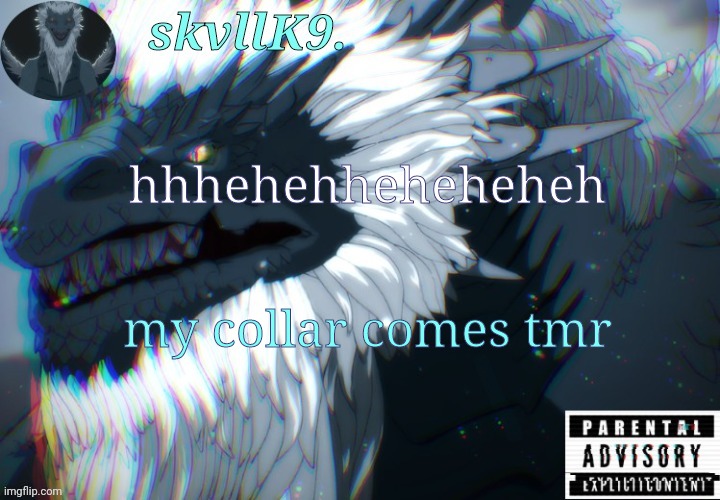 Y'all are prolly SO tired of my kinky shitpostinigomsjdjdjxmxm | hhhehehheheheheh; my collar comes tmr | image tagged in avizandum | made w/ Imgflip meme maker