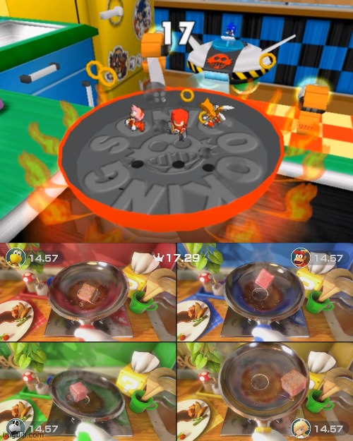 Do these mini games look similar? | image tagged in sonicooking,sizzling steaks | made w/ Imgflip meme maker