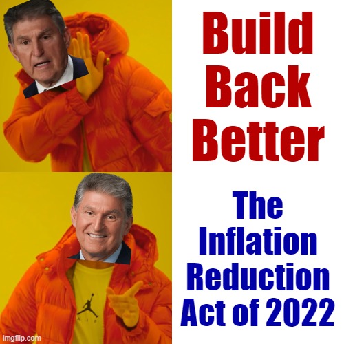 Build Back Better vs. The Inflation Reduction Act of 2022 Blank Meme Template