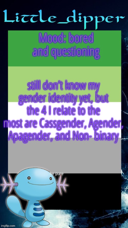 AAAAAAAAAAAAAAAAAAAAAAAAA | Mood: bored and questioning; still don’t know my gender identity yet, but the 4 I relate to the most are Cassgender, Agender, Apagender, and Non- binary | image tagged in i,hate,questioning | made w/ Imgflip meme maker