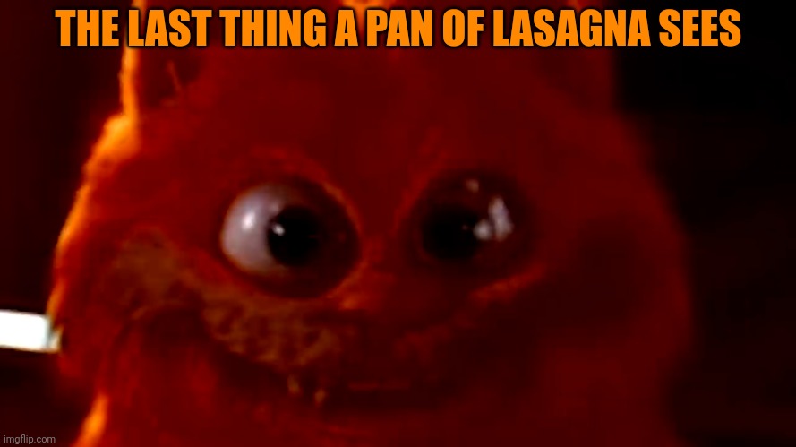 But why? Why would you do that? | THE LAST THING A PAN OF LASAGNA SEES | image tagged in cursed,garfield,feed me | made w/ Imgflip meme maker