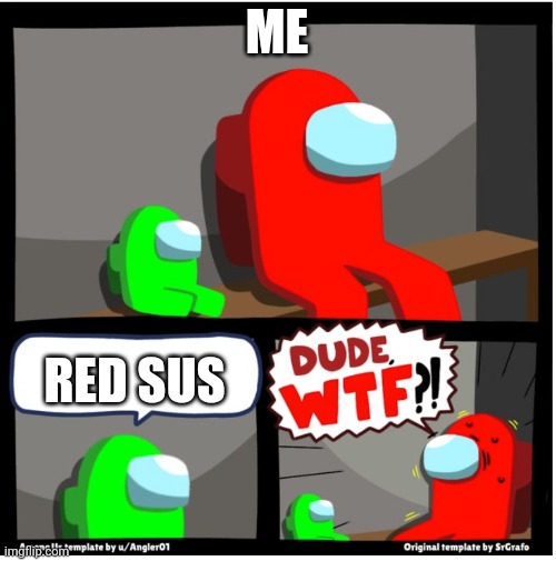 Among us Dude WTF | ME; RED SUS | image tagged in among us dude wtf | made w/ Imgflip meme maker