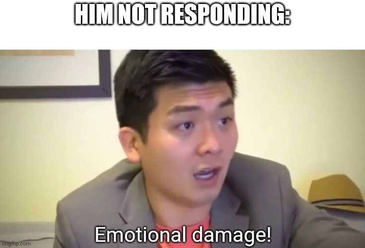 Emotional damage | HIM NOT RESPONDING: | image tagged in emotional damage | made w/ Imgflip meme maker