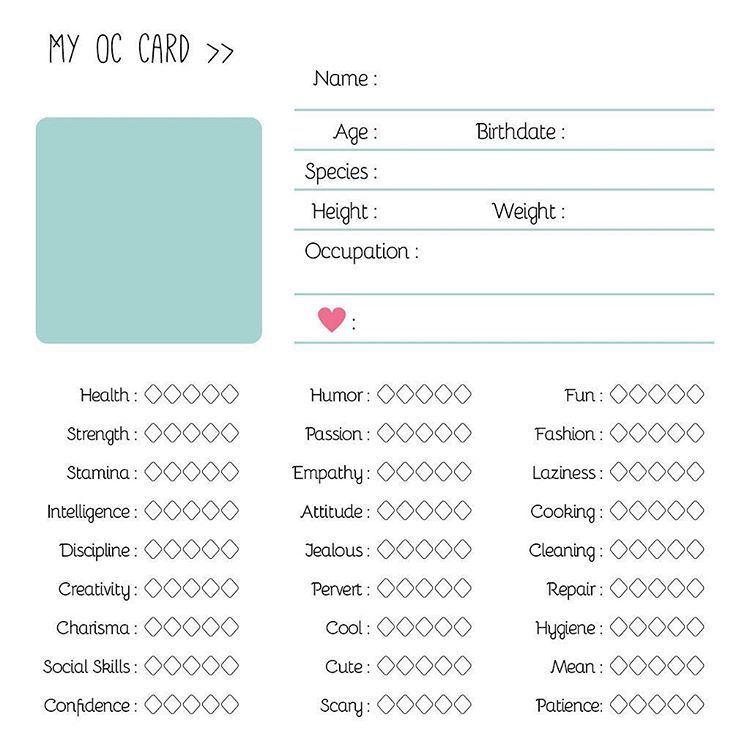 Oc card template Blank Meme Template
