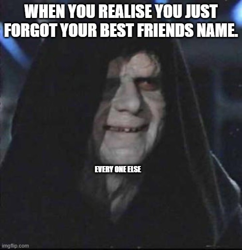 Sidious Error | WHEN YOU REALISE YOU JUST FORGOT YOUR BEST FRIENDS NAME. EVERY ONE ELSE | image tagged in memes,sidious error | made w/ Imgflip meme maker