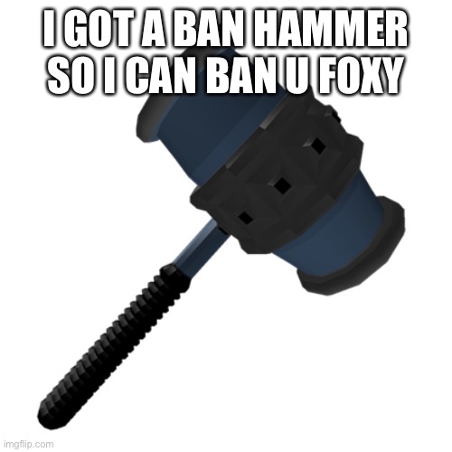 BAN HAMMER | I GOT A BAN HAMMER SO I CAN BAN U FOXY | image tagged in ban hammer | made w/ Imgflip meme maker