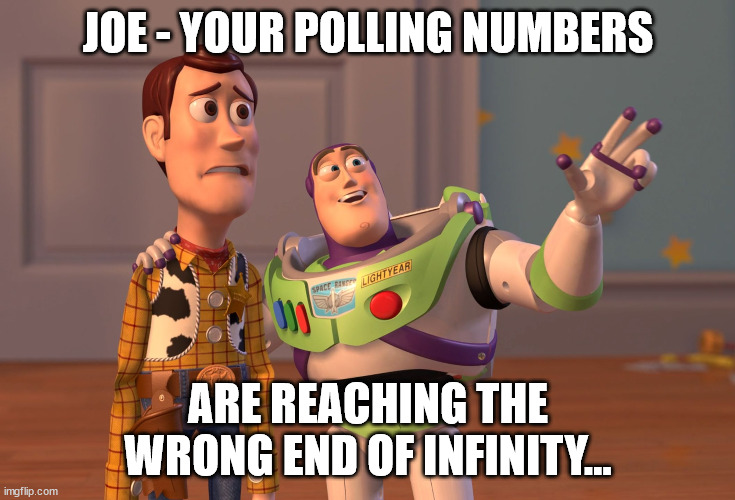 Joe Biden Poll Numbers | JOE - YOUR POLLING NUMBERS; ARE REACHING THE WRONG END OF INFINITY... | image tagged in memes,joe biden poll | made w/ Imgflip meme maker