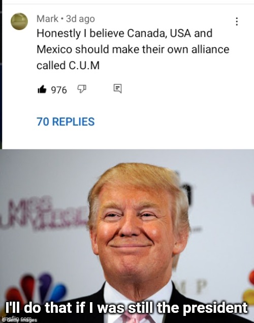  I'll do that if I was still the president | image tagged in donald trump approves,memes,funny,comments | made w/ Imgflip meme maker