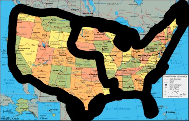 East us and west us (defualt) | image tagged in map of united states | made w/ Imgflip meme maker