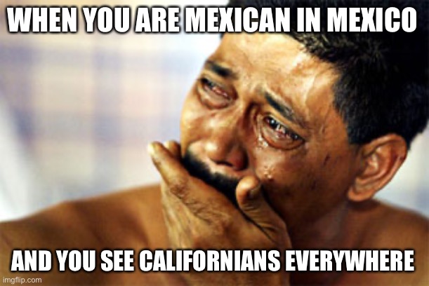 Californication | WHEN YOU ARE MEXICAN IN MEXICO; AND YOU SEE CALIFORNIANS EVERYWHERE | image tagged in crying mexican | made w/ Imgflip meme maker