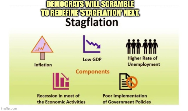 DEMOCRATS WILL SCRAMBLE TO REDEFINE 'STAGFLATION' NEXT. | made w/ Imgflip meme maker