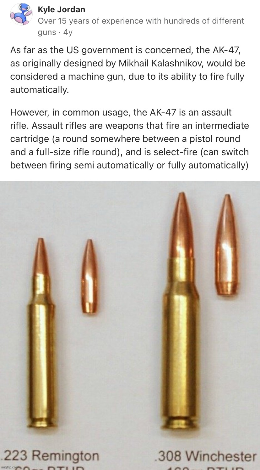 AK-47 machine gun vs. assault rifle | image tagged in ak-47 machine gun vs assault rifle | made w/ Imgflip meme maker