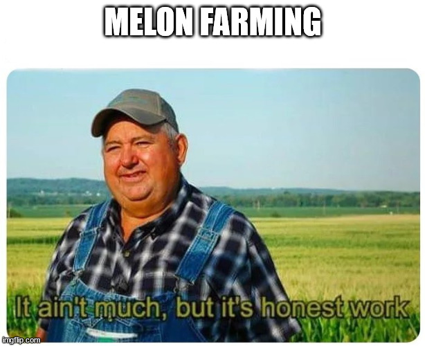 Honest work | MELON FARMING | image tagged in honest work | made w/ Imgflip meme maker