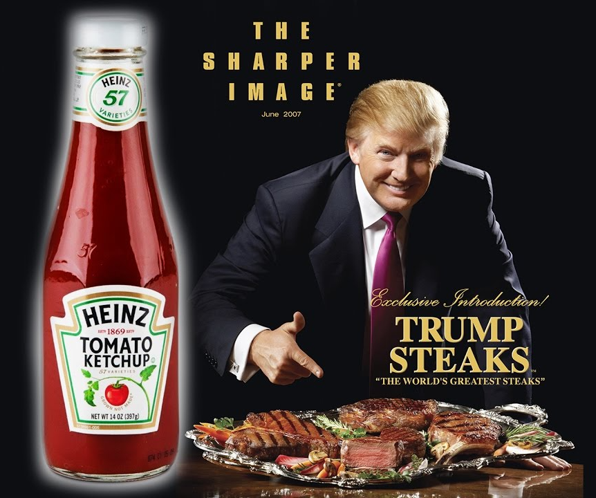 High Quality Trump eats steak with ketchup Blank Meme Template