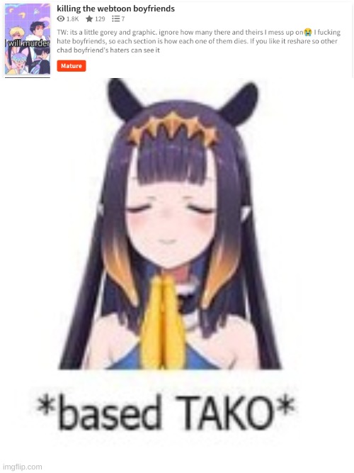 W book | image tagged in based tako hololive | made w/ Imgflip meme maker